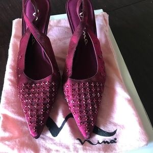 Nina Red Satin sling back heels size 9M